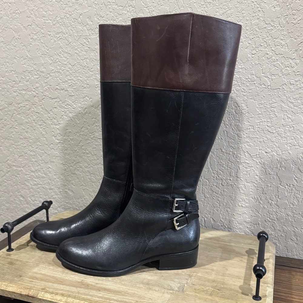 Ralph Lauren Two-Tone Leather Riding Boots - Picture 3 of 7